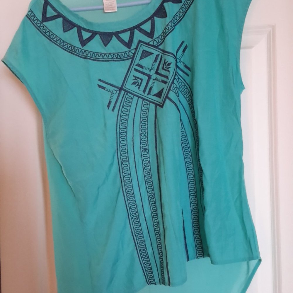 Francesca's Collection sheer peasant blouse